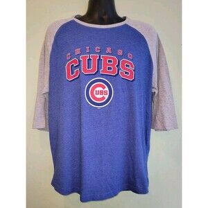 Men's Chicago Cubs Blue And Grey Graphic Half Sleeve Shirt XL